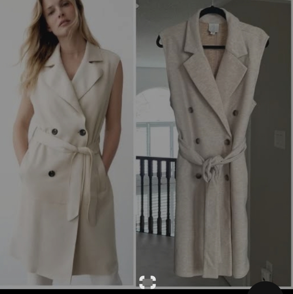 Joie Cream Sleeveless Long Vest XL